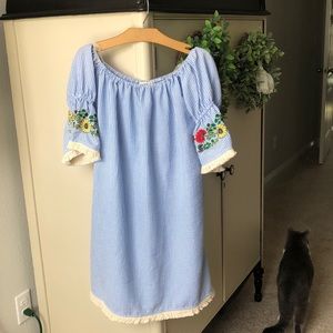 Seersucker, strapless dress